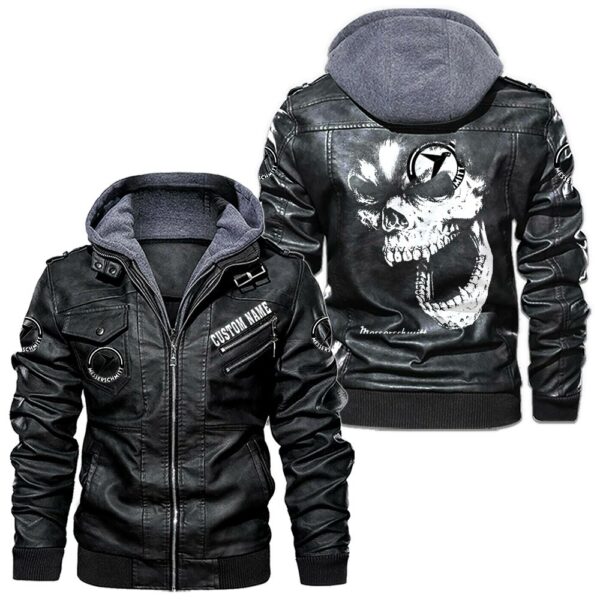 Custom Name Messerschmitt Skull Skull Leather Jacket - Personalized Logo Car Motorcycle Model