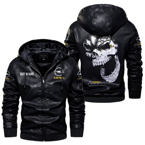 Custom Name Opel Astra Skull Leather Jacket - Personalized Logo Car Motorcycle Model - Image 5
