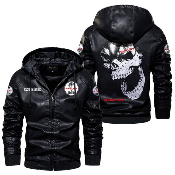 Custom Name Shelby Skull Leather Jacket - Personalized Logo Car Motorcycle Model - Image 5