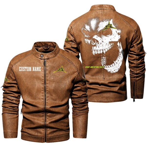 Custom Name Sherco Skull Leather Jacket - Personalized Logo Car Motorcycle Model - Image 4