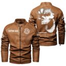 Custom Name Volkswagen Corrado G60 Skull PU Leather Hooded Jacket - Personalized Logo Car Motorcycle Model