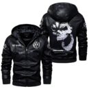 Custom Name Volkswagen Corrado G60 Skull PU Leather Hooded Jacket - Personalized Logo Car Motorcycle Model