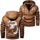 Custom Name Volkswagen Corrado G60 Skull PU Leather Hooded Jacket - Personalized Logo Car Motorcycle Model