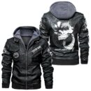 Custom Name Volkswagen Corrado G60 Skull PU Leather Hooded Jacket - Personalized Logo Car Motorcycle Model