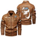 Custom Name Volkswagen Golf Skull Leather Jacket - Personalized Logo Car Motorcycle Model
