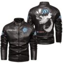 Custom Name Volkswagen Gti Skull Leather Jacket - Personalized Logo Car Motorcycle Model