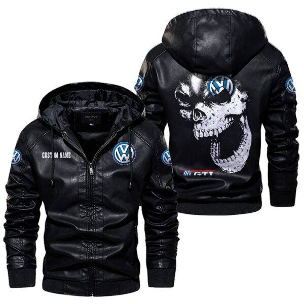 Custom Name Volkswagen Gti Skull Leather Jacket - Personalized Logo Car Motorcycle Model - Image 5