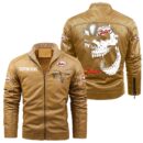 Custom Name Zetor Skull Leather Jacket - Personalized Logo Car Motorcycle Model