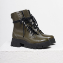 Lara Olive Combat Boots - Chunky Sole Platform Boots for Women with Zipper Closure Sun18